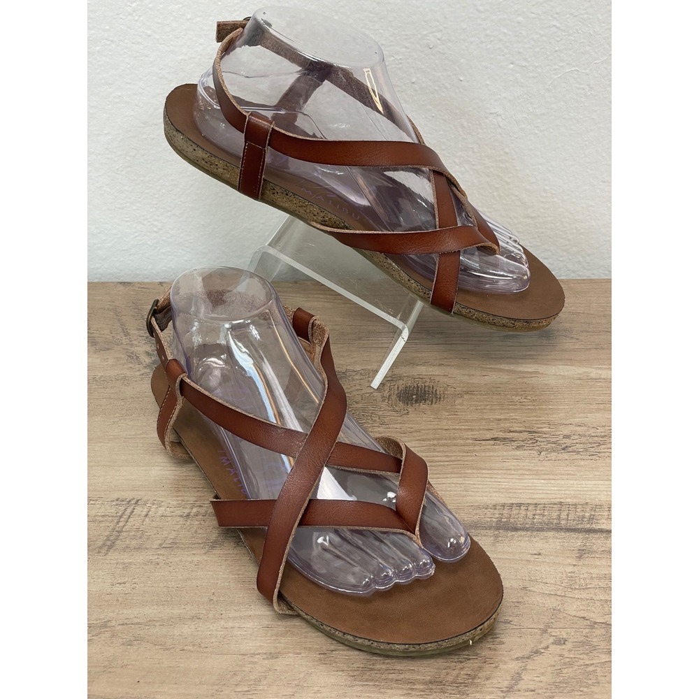 Blowfish Malibu Strappy Gladiator Sandals Size 9 Brown Adjustable Strap Flat